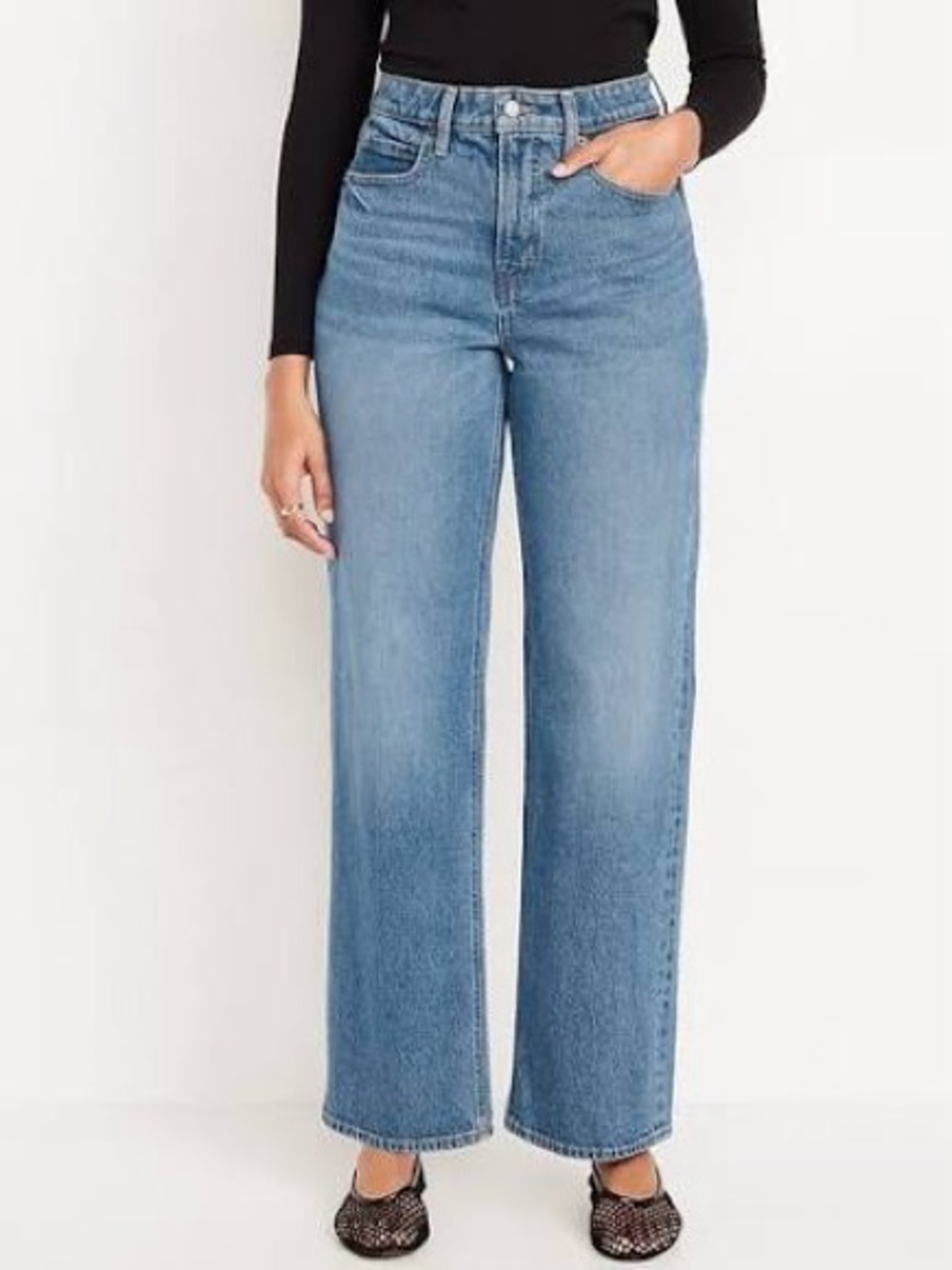 Old Navy Sky Hi High-Waisted Wide Leg Women’s Jeans - Light Blue 4